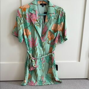 Lulu's Green Floral Button-Up Dress